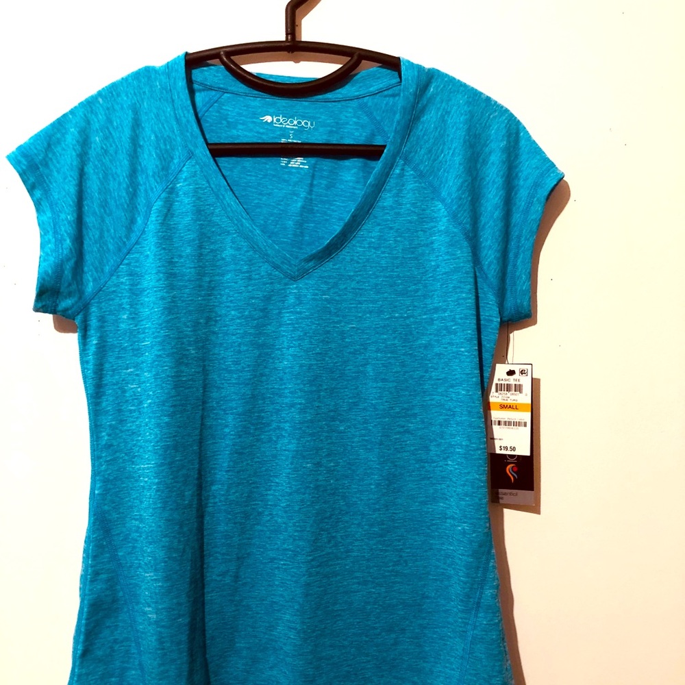 Idology light blue slim fit V-neck T-shirt size S